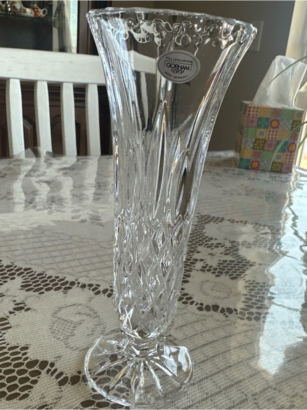 Gorham Clear Crystal Tall Flared Bud Vase